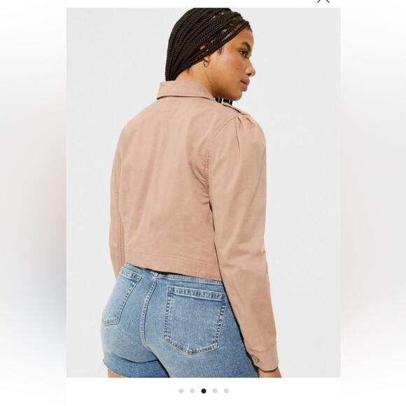 New Womens Torrid Size 4 Lightweight Twill‎ Army Trucker Jacket - Picture 2 of 8